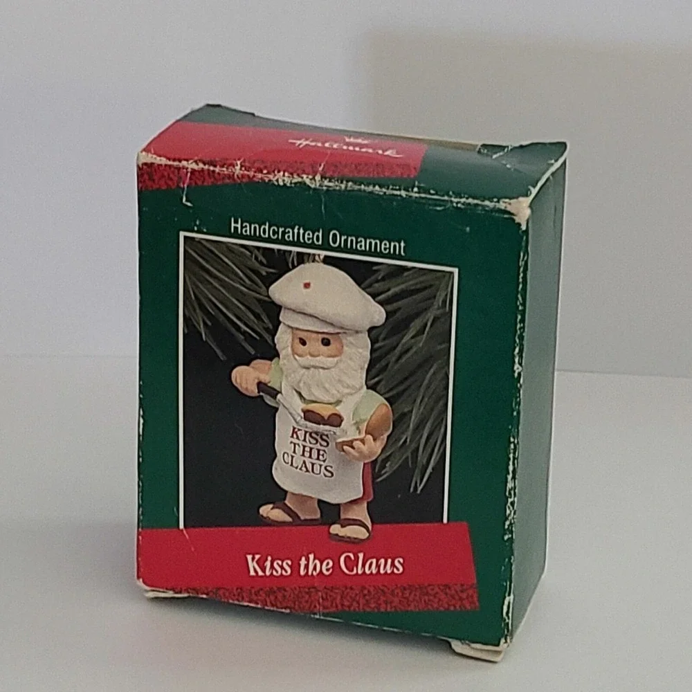 Hallmark 1988 Kiss The Claus Keepsake Christmas‎ Tree Ornament Barbeque santa